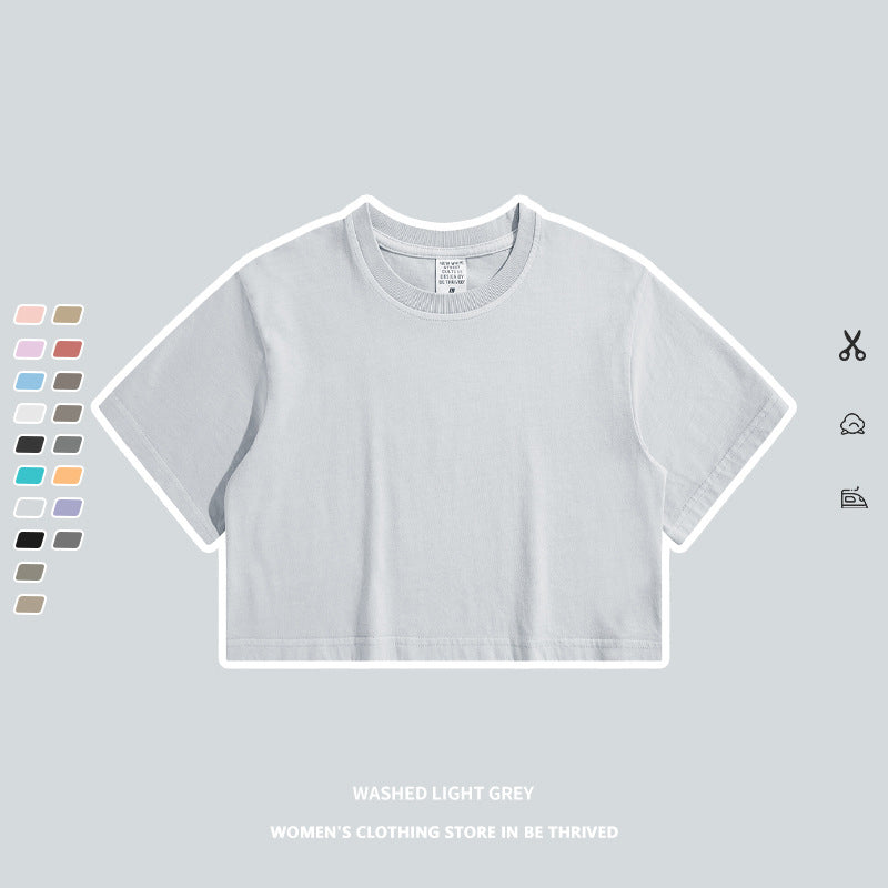 N001 Wholesale 220gsm Women t shirts Summer Plain Tight Crop Tops