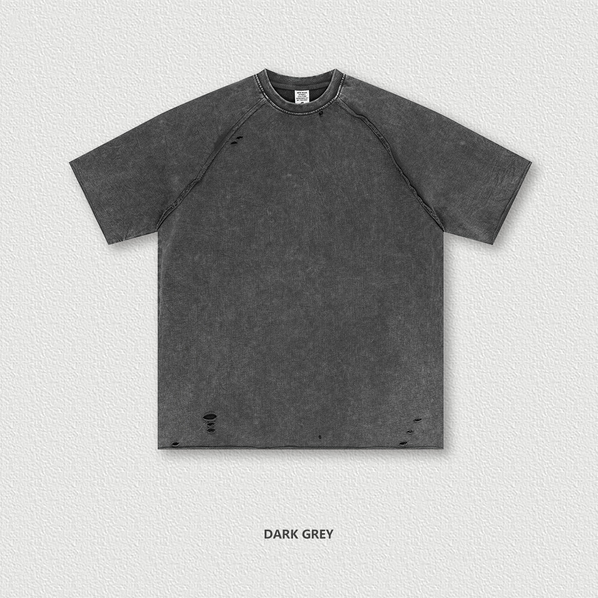 S1701 330gsm Wash Water Loose Edeg Cut Raglan Sleeve tee