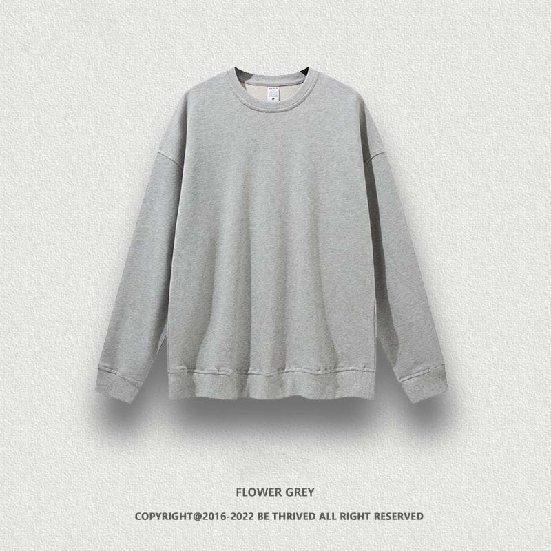 3345 Autumn and winter new solid color round neck loose off-shoulder sweatshirt plus size men's clothing