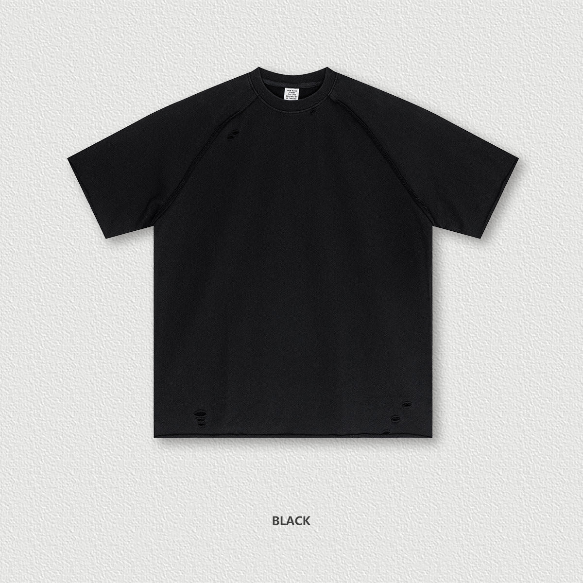 S1701 330gsm Wash Water Loose Edeg Cut Raglan Sleeve tee
