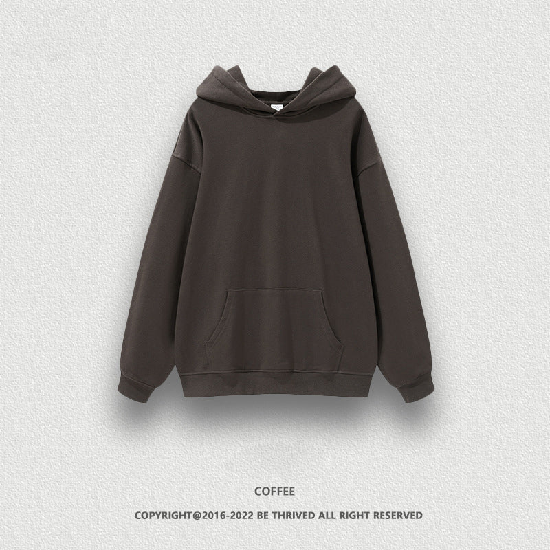 W0061 Heavy 400G earth color hoodie American solid color loose fashion brand hoodie