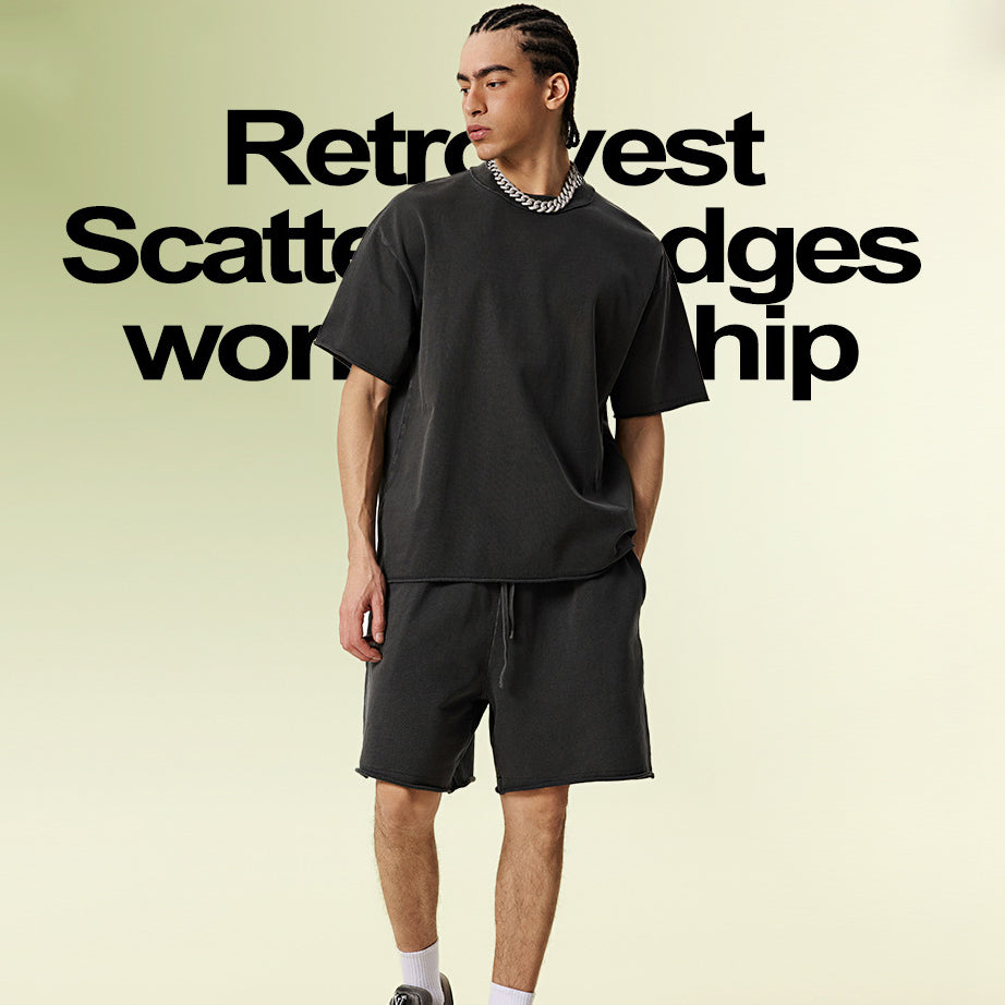 K2593 shorts + S2591  acid washed Reverse-neck T-shirt