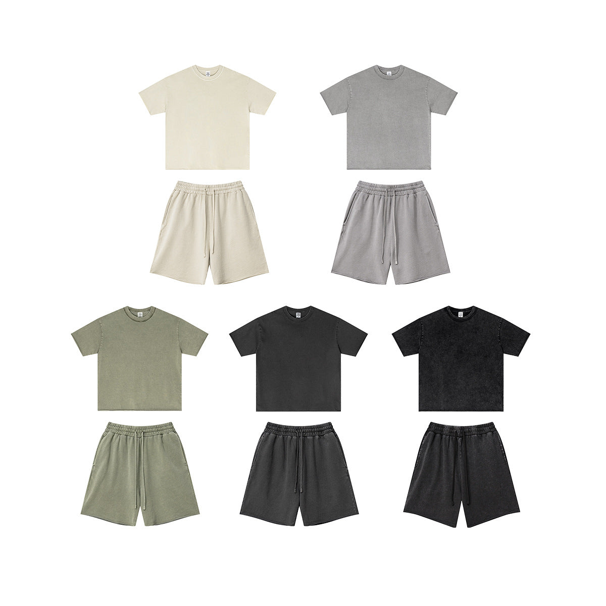 K2593 shorts + S2591  acid washed Reverse-neck T-shirt