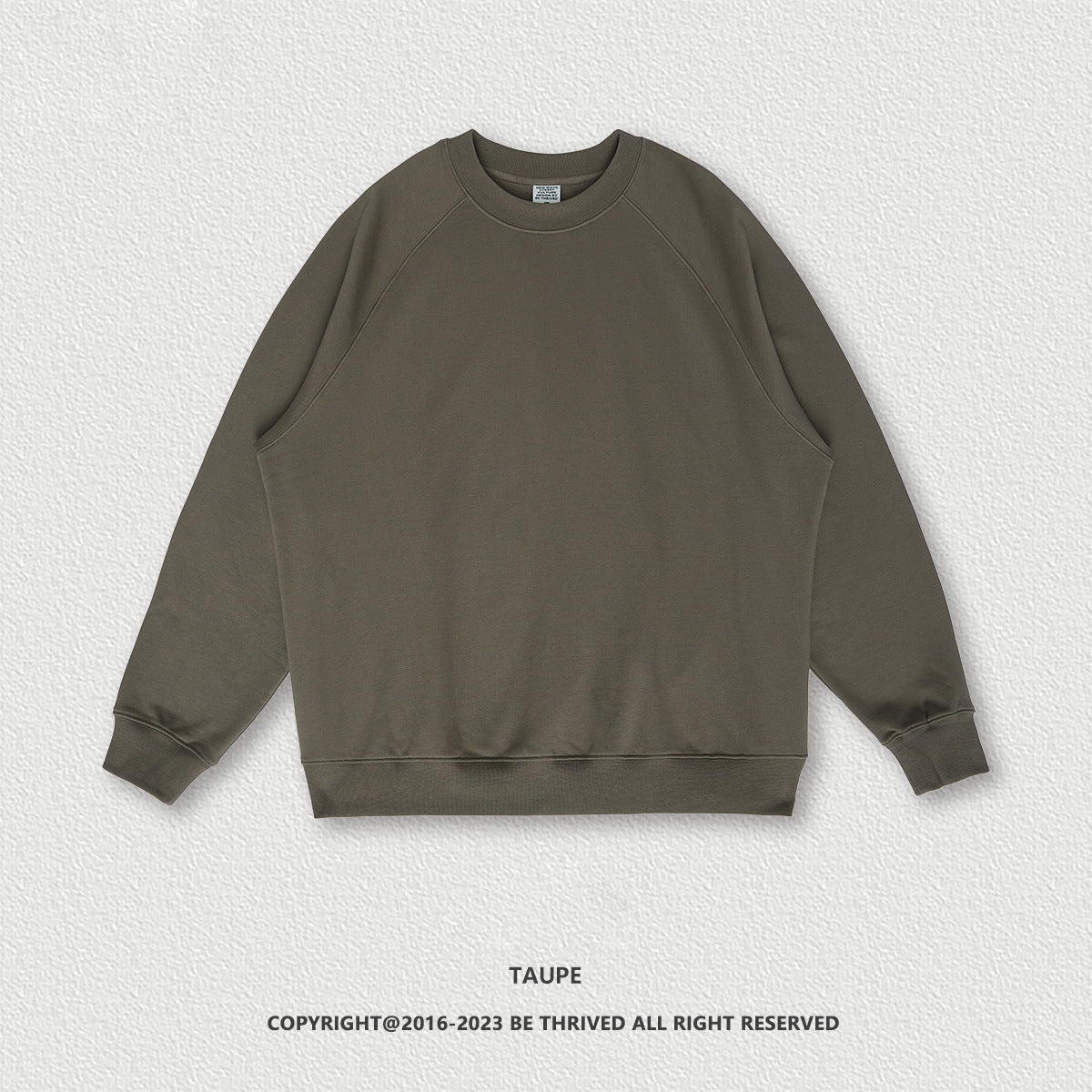 W0009 445GSM Autumn American fashion brand horn sleeve hoodies earth color loose solid color round neck sweatshirt men