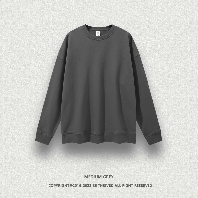 3345 Autumn and winter new solid color round neck loose off-shoulder sweatshirt plus size men's clothing