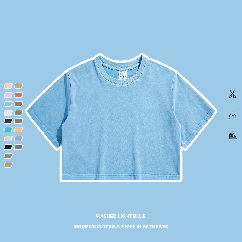 N001 Wholesale 220gsm Women t shirts Summer Plain Tight Crop Tops