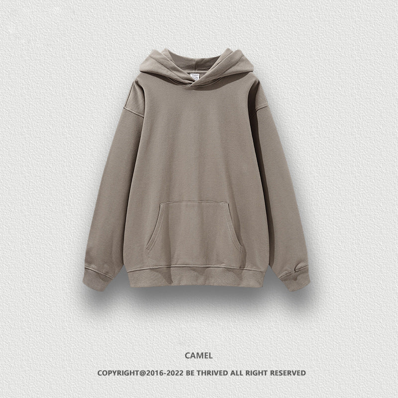 W0061 Heavy 400G earth color hoodie American solid color loose fashion brand hoodie
