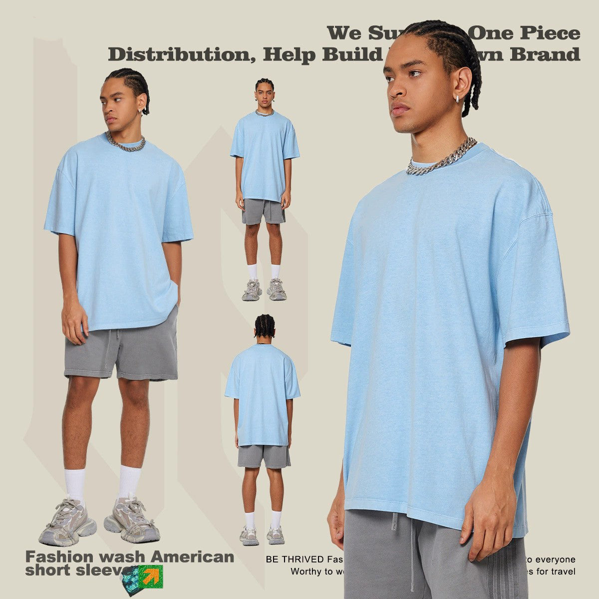 S1718  270G acid washed T-shirts