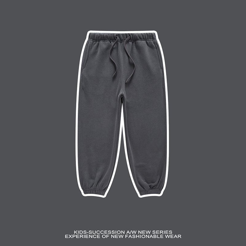 T057 Children's warm and fleece-bound tracksuit pants boy's sweatpants loose CuHK brand