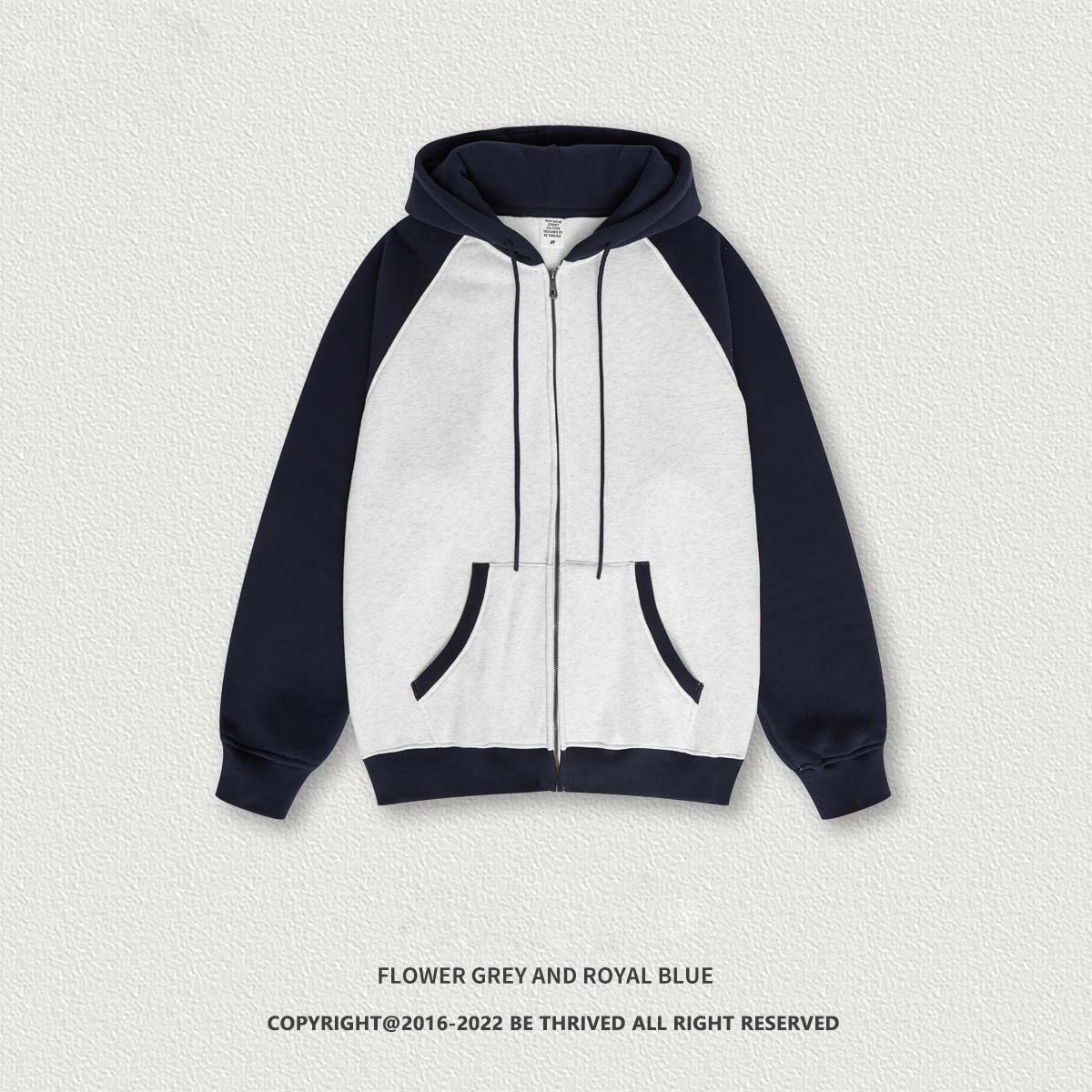 W0099 405gsm American raglan contrast color hooded men's European and American loose trendy brand hoodie plus size men's clothing