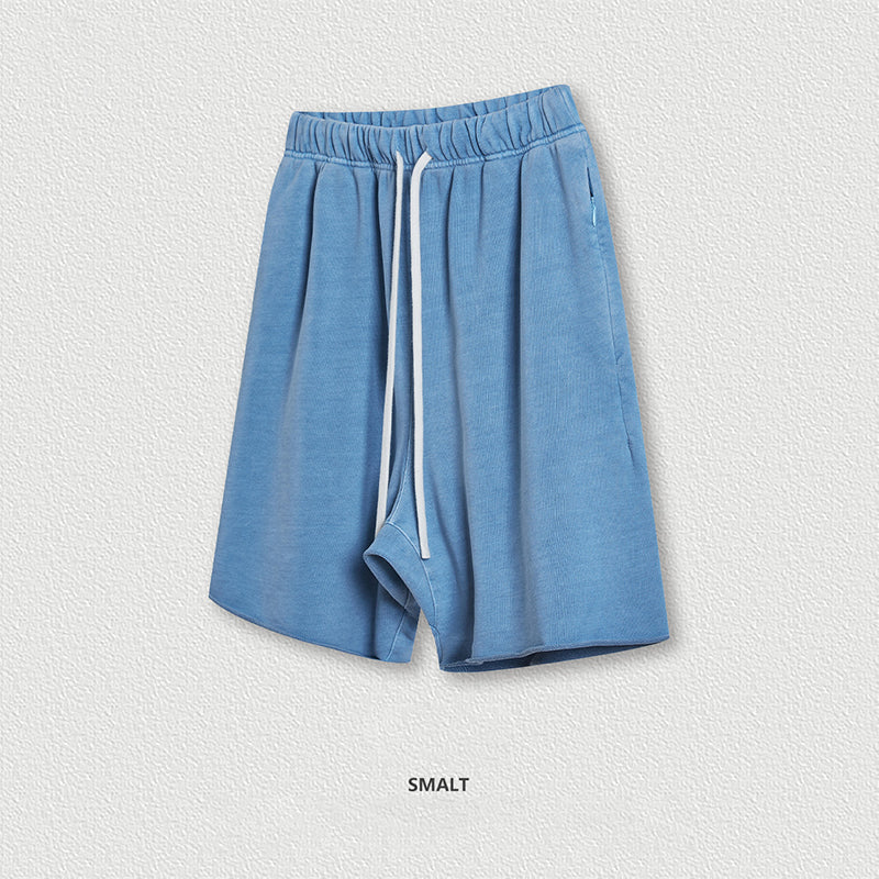 S3001 Summer vintage wash men's shorts kanye loose hem wide leg shorts men