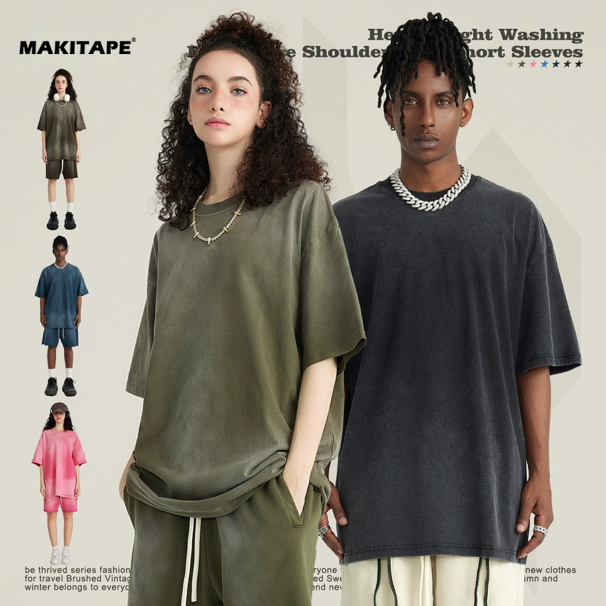 S1755  260GSM heavyweight  vintage oversized tshirt