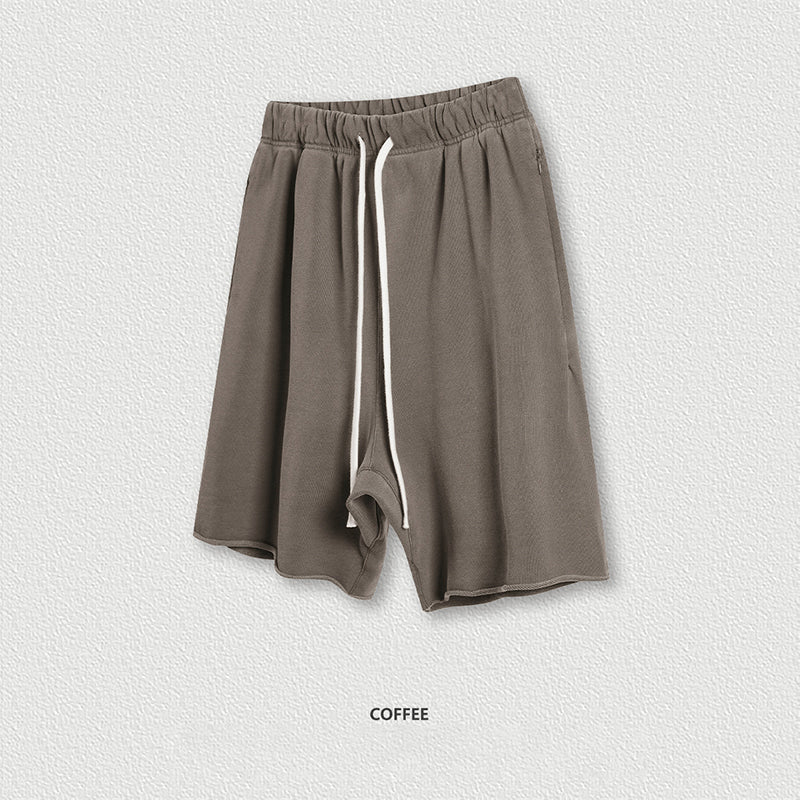 S3001 Summer vintage wash men's shorts kanye loose hem wide leg shorts men