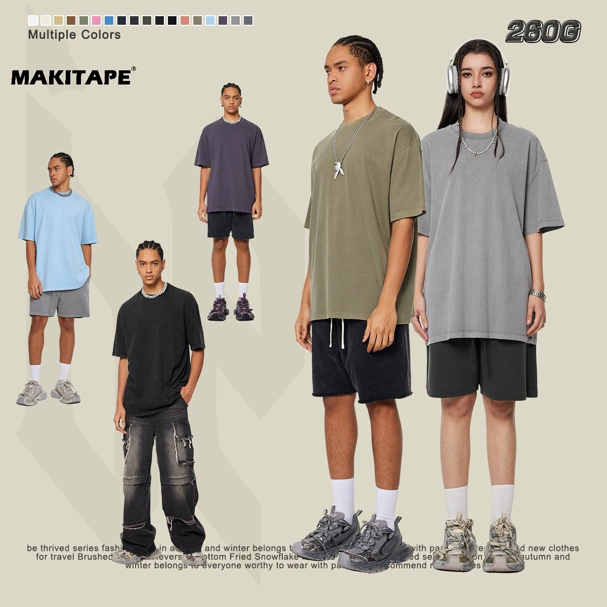 S1718  270G acid washed T-shirts