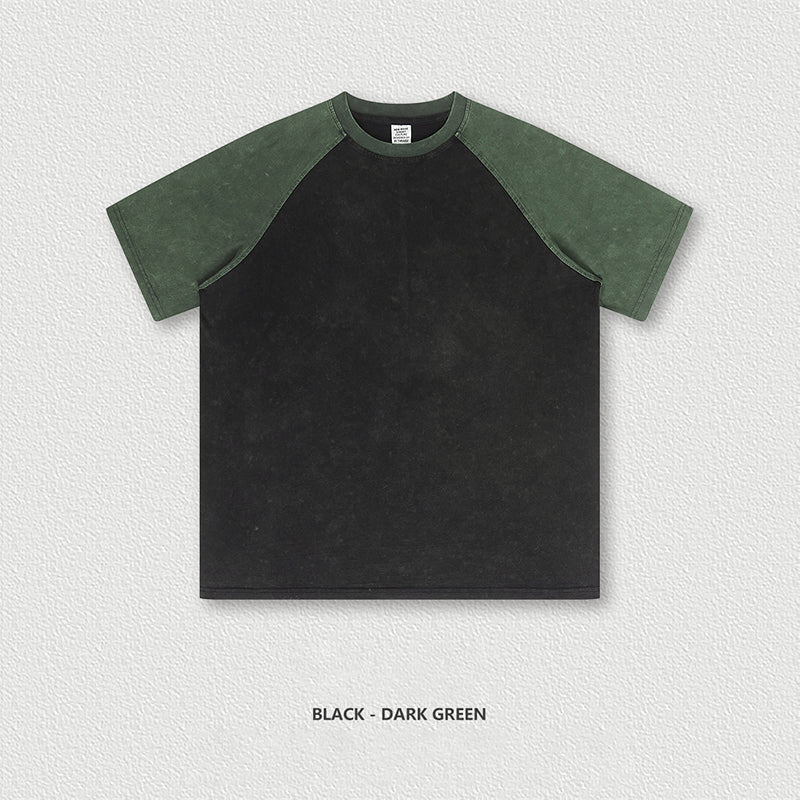 S1901 Cotton High Street Raglan printed 285 gsm short sleeved T-shirt for men washed t shirt