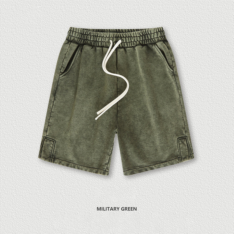 S3036 Summer wash vintage split American shorts Street chic quarter pants