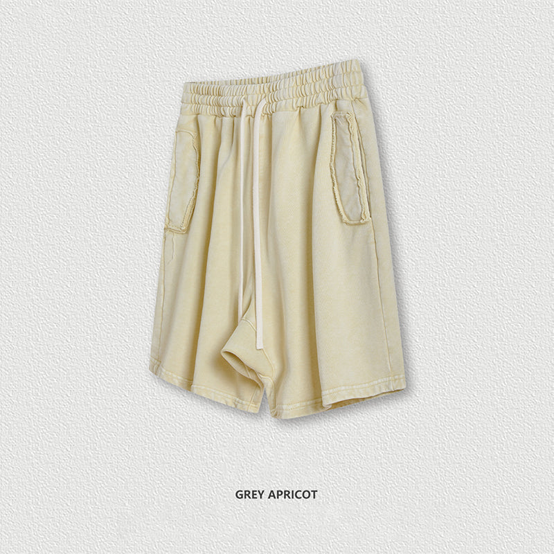 S3007 380G heavy wash batik shorts American loose vintage fashion casual pants