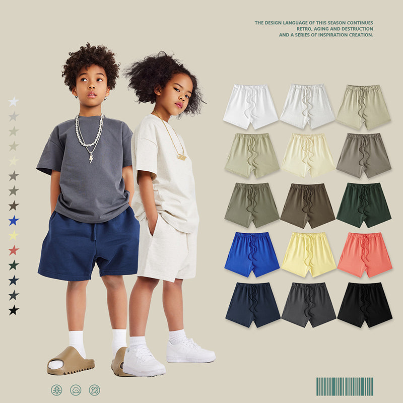 T001 425G heavy earth shorts for kids Streetwear sweatpants