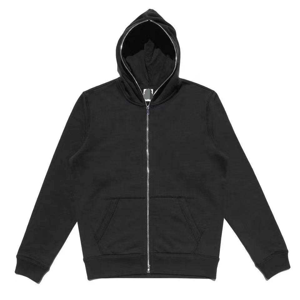 Custom full face zip up tracksuit heavy rhinestone sweatsuit cotton private label logo hoodie